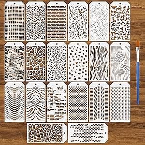 20PCS Stencils for Painting Abstract Texture Stencils Mixed Media Art Stencil Reusable Layering Stencil Brick Pattern Templates for Drawing Card Making Canvas Furniture Paper