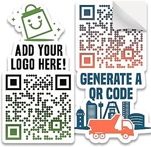 VulgrCo Custom QR Code Logo Stickers - Glossy Waterproof Vinyl Decal Labels for Packaging, Advertising, Decoration, Party, and More! Personalize Your Own Customized Brand QR Sticker (Vertical)