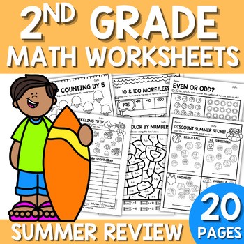 Summer Math Worksheets 2nd Grade | End of Year Review Activities | Fun Packet