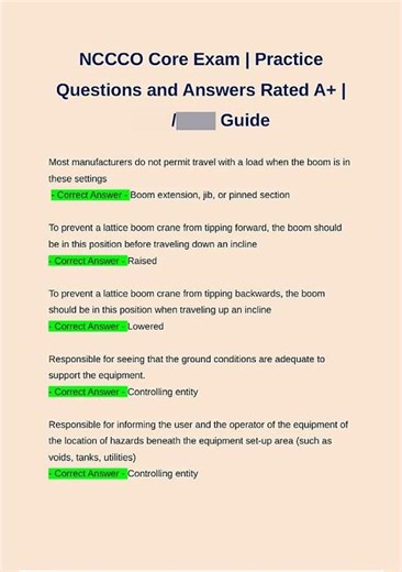 NCCCO Core Exam Practice Questions and Answers Rated A Guide200 new video