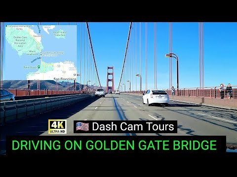 Driving North on Golden Gate Bridge, San Francisco, California, USA - 4K