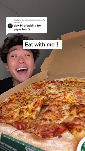 Papa John's Cheese Pizza Mukbang Experience with Ryan | Food TikTok