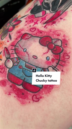 Hello Kitty Chucky Tattoo - Cute Horror Tattoo Design