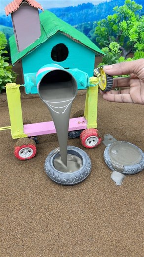 😱 Mini Tractor Concrete Pouring | DIY Cement Pillar Build 🚜 #shorts