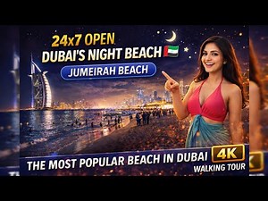 Dubai’s 24×7 Open Night Beach 🇦🇪 | Jumeirah Beach Night Walk (4K)
