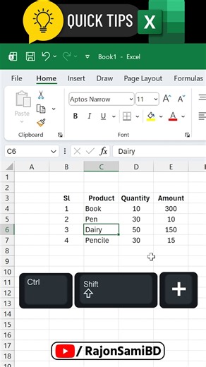 Excel Row, Column & Cell Shortcut How to Insert Column, Row & Cell in Excel #excel #shortcuts | Rajon Sami
