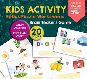 Rebus Puzzle Worksheets: Fun Word Riddles, Brain Teasers PDF, Instant Download - Etsy