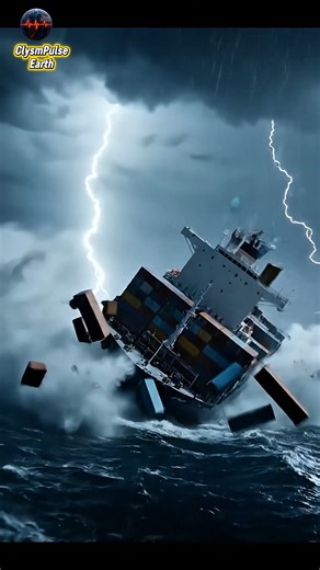 🚢🌊 Cargo Ship Flips in Monster Ocean Storm!