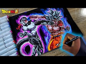How to Draw Goku Mastered Ultra instinct Vs Frieza Black Epic Fight Scene🔥 [ Dragonball ]