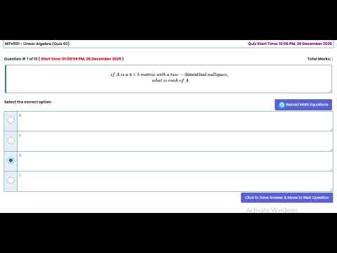 MTH501 Quiz # 02 Solution ll MTH501 - Linear Algebra ll VU Solutions
