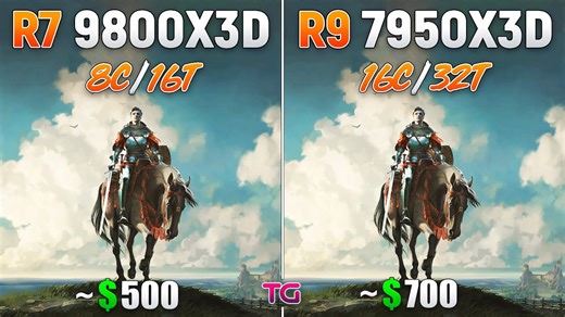 Ryzen 7 9800X3D vs Ryzen 9 7950X3D - Test in 10 games
