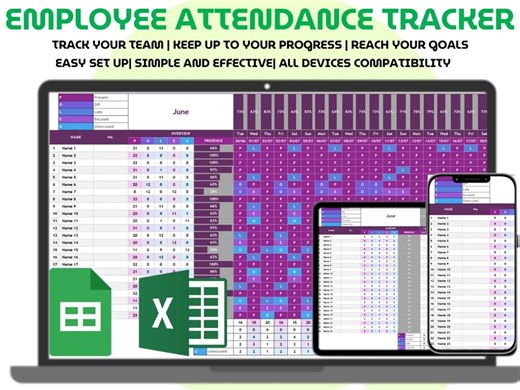 Employee Attendance Tracker Template Excel Google Sheets Monthly Staff Attendance Log Absence Record HR Workforce Time Tracking Spreadsheet - Etsy Canada
