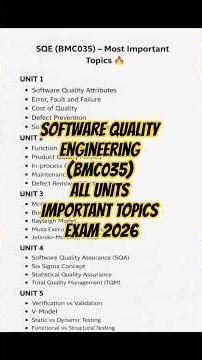 AKTU MCA SQE (BMC035) All Units Important Topics 🔥 | One Night Revision | Exam 2026