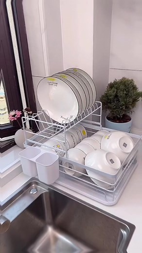 Kitsure Dish Drying Rack - Space-Saving Kitchen Counter Organizer