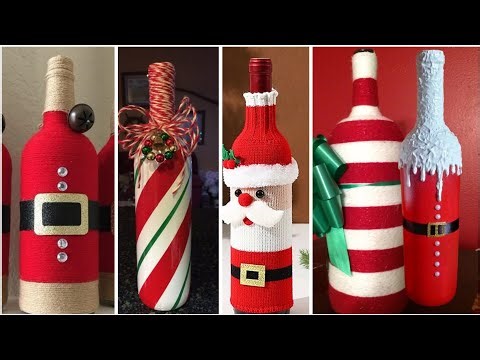 🎄 DIY Christmas Bottle Decoration Ideas 🎅✨ | Santa, Candy Cane & Holiday Wine Bottle Crafts 🌟