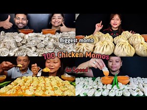 ASMR: Eating 100 Chicken momos🍗🤤World Biggest momo eating challenge, momo, chicken, eating, mukbang