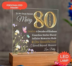 80th Birthday Gift for Women- Personalized Birthday Gift for Her - Happy Birthday Mom Custom Gift for Female Friend Turning 80 - Etsy