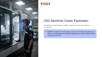 CNC Machinist Career Exploration 101 Grades 4-12 PPTX Slides Presentation Deck