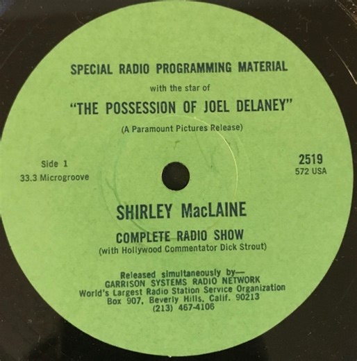 Shirley MacLaine - Special Radio Programming Material With The Star Of "The Possession Of Joel Delaney"