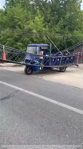 The process of transporting large steel frames using tricycles