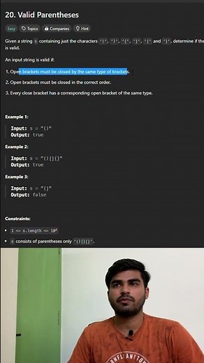 Valid Parantheses | LeetCode Problem 20 | Python | Tamil Explanation