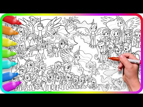 MY LITTLE PONY Coloring Pages Mix. How to color My Little Pony characters. Easy Drawing Tutorial Art