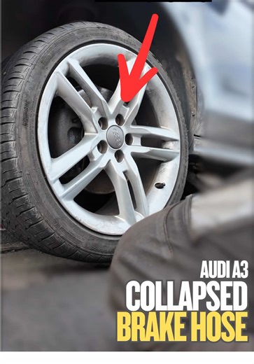 Collapsed Brake hose acting like a one way valve on this Audi A1 causing the caliper to stick and drag, warping the front disc and causing judder. Both sides were replaced alongside new pads and discs #keilder #mobilemechanic #warped #brakes #wolverhampton