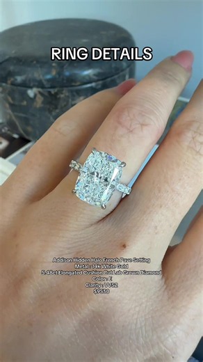 A million times, YES ✨ #engagementring #elongatedcushion #hiddenhalo #ringshopping #labgrowndiamond
