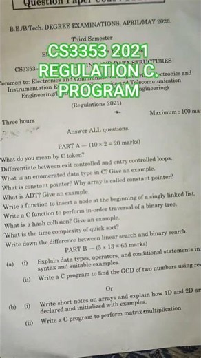 CS3353 C PROGRAM AND DATA STRUCTURE 2026 #engineering