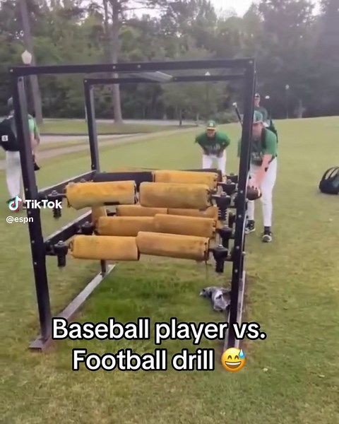 Baseball Player Attempts Football Drill (Funny Fail)