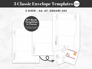 DIY Printable Envelope Template, Editable Canva Templates, Print and Cut A6 A7 Square Envelope Templates, 4x6, 5x7, 5x5 - Digital Download - Etsy Australia