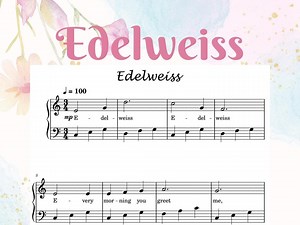 Edelweiss Piano Sheet Music: Easy Piano Solo (digital Download) - Etsy