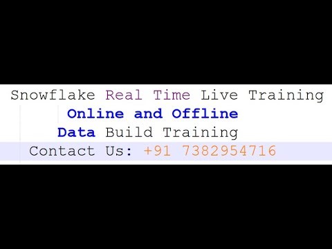 Snowflake Real Time Live Training - Online and Offline