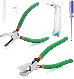 SPEEDWOX 10PCS Heavy Duty Glass Running Pliers Breaker Grozer Pliers with Extra Rubber Tips Professional Stained Glass Cutting Tool for Stained Glass Mirrors Tiles Mosaic