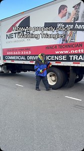 🚨Safety first! Learn where to place emergency triangles around a tractor-trailer to keep yourself and everyone around you safe! 🛑 #CDL #OnTheRoad #CDLDriver #TruckDriver #CDLSchool #TruckerLife #OverTheRoad #HowTo #Instructor #TruckersOfInstagram #Grad #CDLLife #TruckingLife | NETTTS