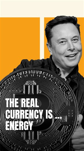 tokenised on Instagram: "Elon Musk on the real underlying currency: energy ⚡️ In an interview, Musk stated that “energy is the true currency” - because governments can print money, but they can’t “legislate” more energy into existence. He called Bitcoin a “physics-based” currency in that sense: value/security ultimately ties back to real world energy and the ability to generate and harness it. He also framed the future through an energy lens (Kardashev-style thinking): as AI/robotics scale and “
