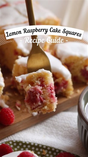 Lemon Raspberry Cake Squares 🍋🍰 #recipe #baking
