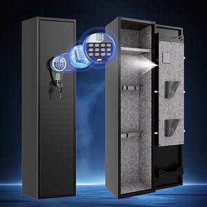 CXUZCZ 52" Large Fireproof Safe Box, Fingerprint Digital Home Safe with Dual Alarm System, Spare Key and Removable Shelf, for Home Medicine Jewelry, Black