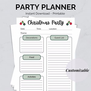 Christmas Party Planner Template for Customizable Holiday Party Checklist for Editable Event Organizer Template for Christmas Party Planning - Etsy