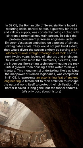 Roman engineers carved a colossal tunnel through solid rock to save an ancient harbor. #ancienthistory #historyfacts #archaeology | Ancient Blog