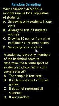 Identify Random Sampling Methods | 7th Grade Statistics (7.SP.A.1)