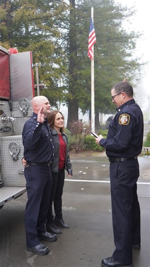 Sacramento Fire Department on Instagram: "It was a cold and foggy morning, but that didn’t stop family, friends, and colleagues from gathering at Station 18 for a very special moment. Firefighter Aaron Petersen knew his promotion to Fire Captain was coming, but he had no idea when. His crew did and they quietly planned the surprise. When the engine returned, the bay was packed. As the rig pulled in, applause and cheers filled the station. Surrounded by family, friends, and coworkers, and sworn i