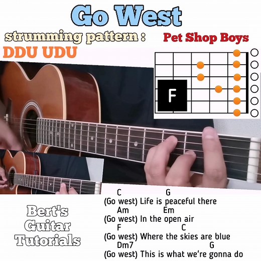 59K views · 3.9K reactions | Go West - Pet Shop Boys guitar chords w/ lyrics & strumming tutorial | Bert's Guitar Tutorials | Facebook