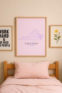 Virginia State Map Print, Floral VA Art, Pastel Pink (digital Download) - Etsy