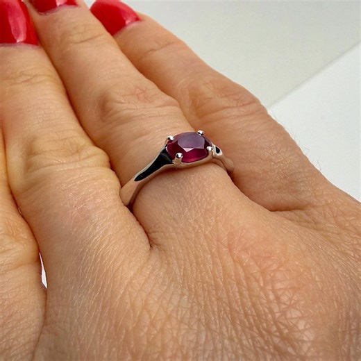 Sterling Silver Natural Ruby Ring, Organic Sculpted Band, Alternative Engagement Rhodium Plated, July Birthstone - Etsy