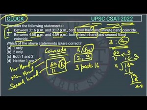 2022 CSAT Clock, PYQ, Between 3:16 p.m. and 3:17 p.m., both hour hand and minute hand coincide