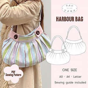 Harbour Bag Sewing Pattern | Pleated Shoulder Bag | Button Closure (digital PDF) - Etsy