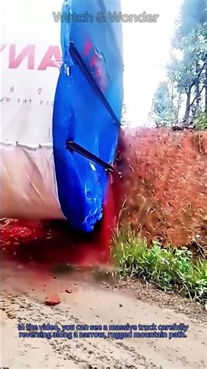 Large Truck Reversing on Mountain Road: Precision Driving Skill