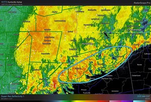 [3:20AM] Multiple Flash Flood Warnings are in effect until 6 AM. The circled area is the area we are most concerned about additional strong to severe storm development. Remain weather aware & have multiple ways to get warnings! #HUNwx | US National Weather Service Huntsville Alabama