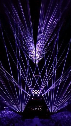 Live Super Große Laser Licht Show Eiffelturm Paris Olympische Spiele 2024 Eröffnung
